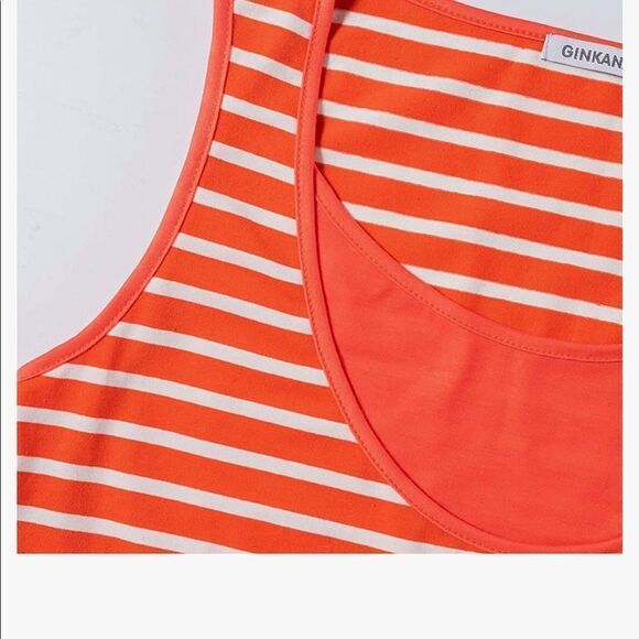 Ginkana Maternity Nursing Dress XL Orange white Striped with drawstring - Picture 4 of 6